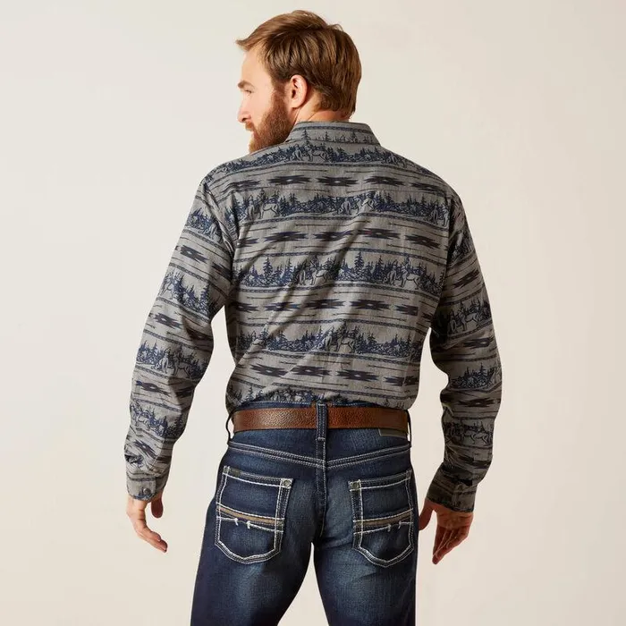 Men Button Down Shirts Ariat Harlow Retro Fit Shirt Indigo Coast