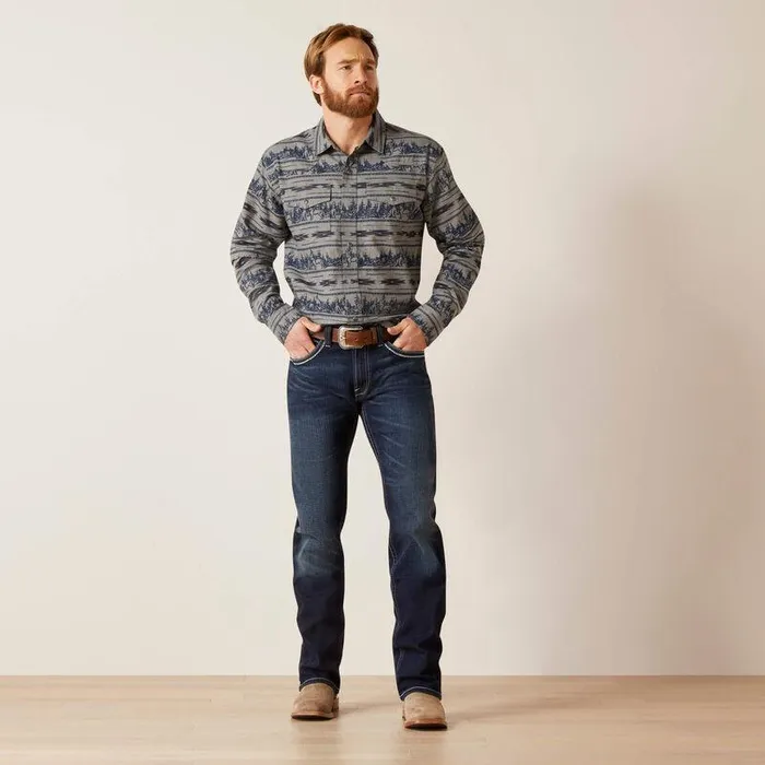 Men Button Down Shirts Ariat Harlow Retro Fit Shirt Indigo Coast