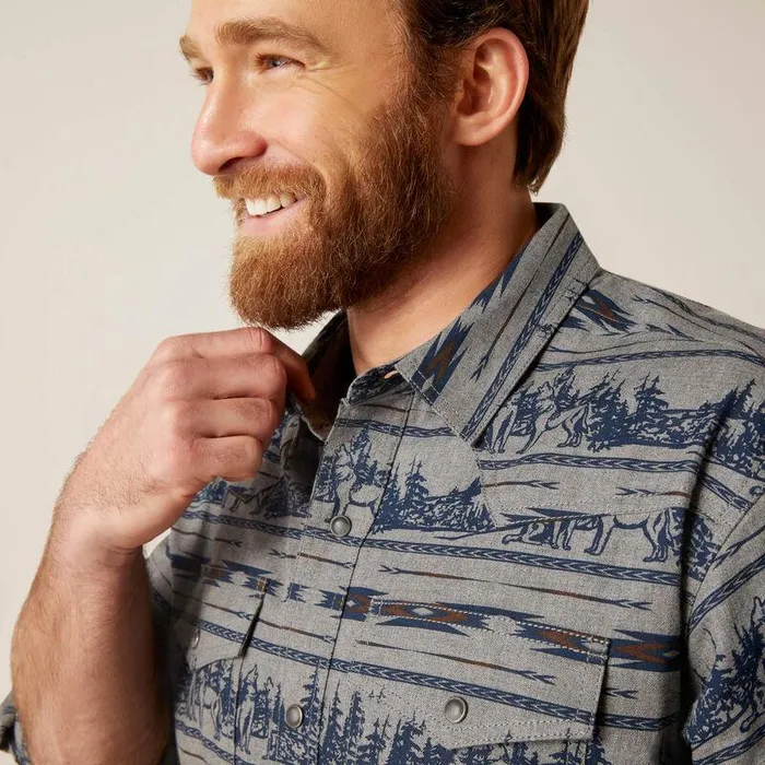 Men Button Down Shirts Ariat Harlow Retro Fit Shirt Indigo Coast