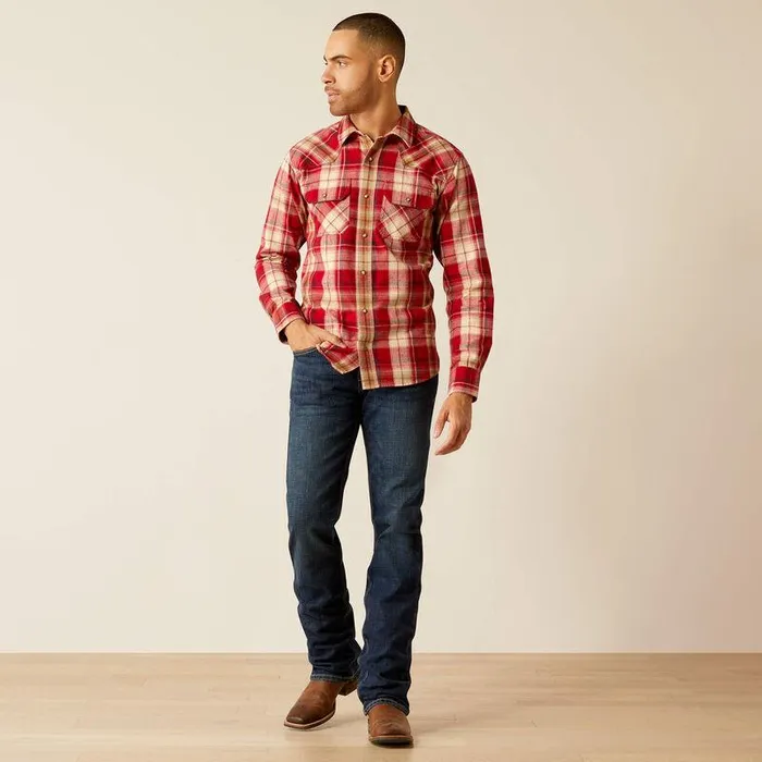 Men Button Down Shirts Ariat Honor Retro Fit Shirt Rosewood