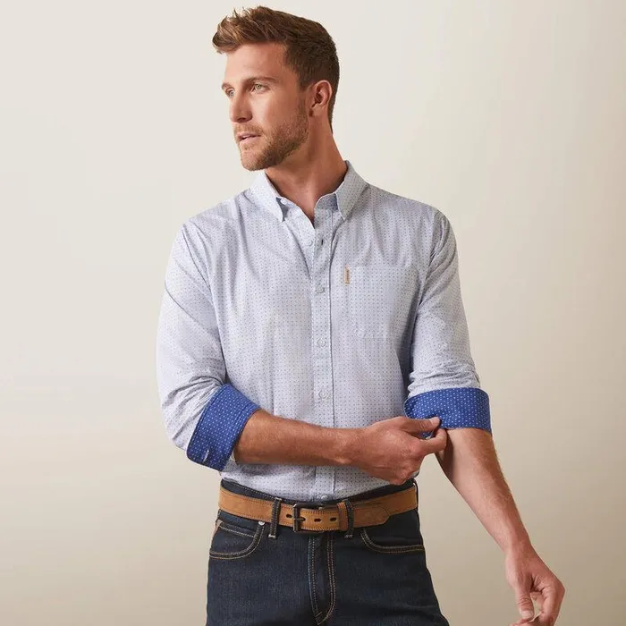 Men Button Down Shirts Ariat Medallion Stretch Modern Fit Shirt White Men Button Down Shirts Ariat Medallion Stretch Modern Fit Shirt White
