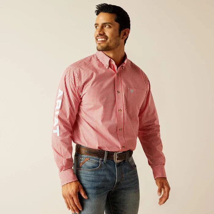 Men Button Down Shirts Ariat Pro Series Team Gilbert Classic Fit Shirt Red