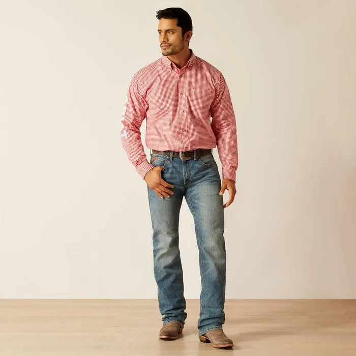 Men Button Down Shirts Ariat Pro Series Team Gilbert Classic Fit Shirt Red Men Button Down Shirts Ariat Pro Series Team Gilbert Classic Fit Shirt Red