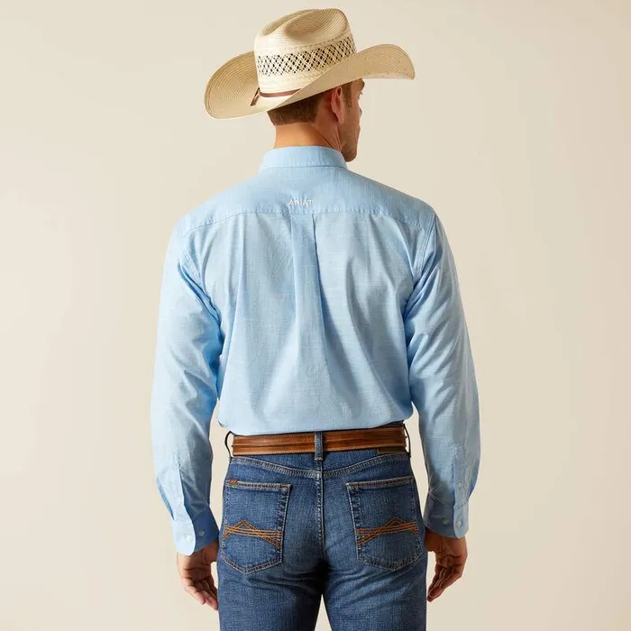 Men Button Down Shirts Ariat Solid Slub Classic Fit Shirt Coast Azure Blue Men Button Down Shirts Ariat Solid Slub Classic Fit Shirt Coast Azure Blue