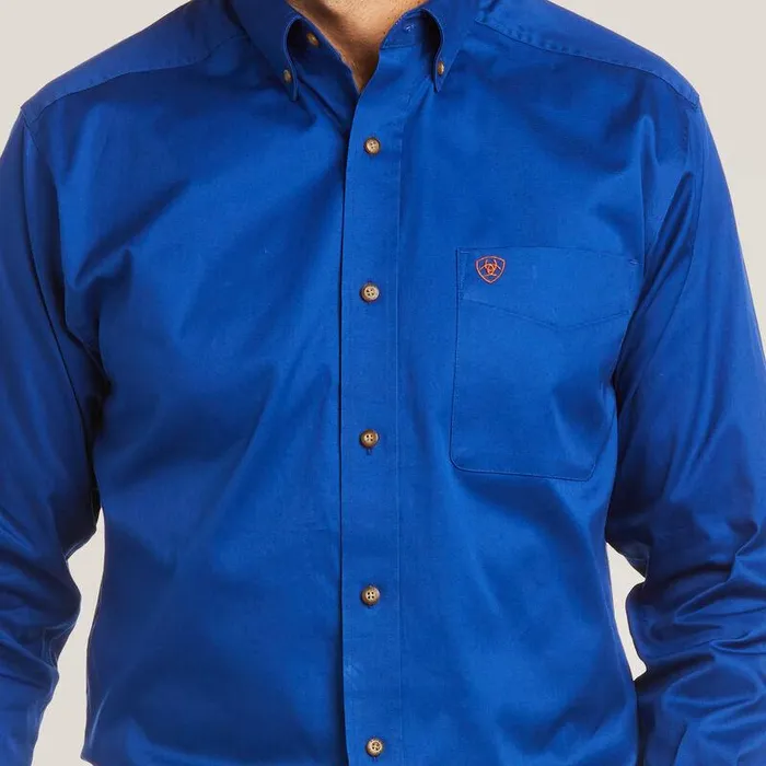Men Button Down Shirts Ariat Solid Twill Fitted Shirt Ultramarine Men Button Down Shirts Ariat Solid Twill Fitted Shirt Ultramarine