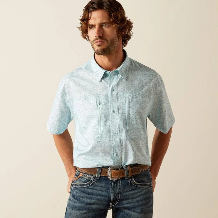Men Button Down Shirts Ariat VentTEK Classic Fit Shirt Blue