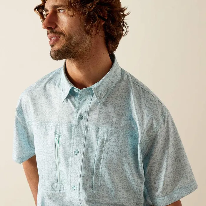 Men Button Down Shirts Ariat VentTEK Classic Fit Shirt Blue