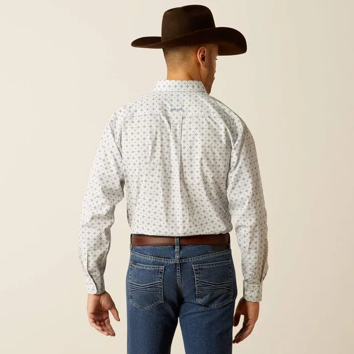 Men Button Down Shirts Ariat Wrinkle Free Lucca Classic Fit Shirt Light Blue