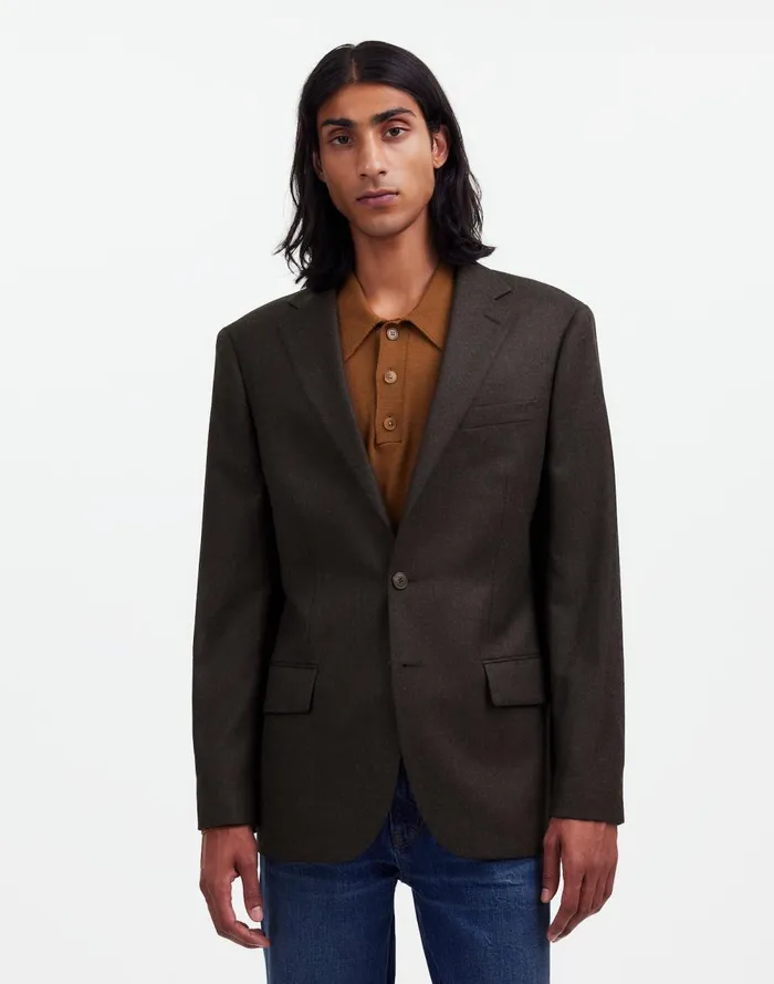 Men Coats Jackets Madewell The Roebling TwoButton Blazer In Italian Fabric Hthr Chocolate Men Coats Jackets Madewell The Roebling TwoButton Blazer In Italian Fabric Hthr Chocolate