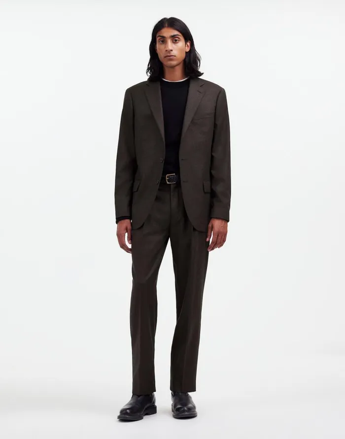 Men Coats Jackets Madewell The Roebling TwoButton Blazer In Italian Fabric Hthr Chocolate