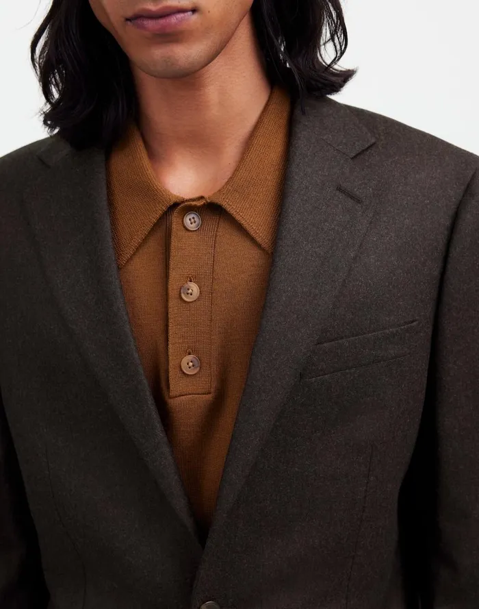 Men Coats Jackets Madewell The Roebling TwoButton Blazer In Italian Fabric Hthr Chocolate