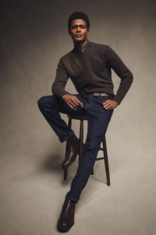 Men Country Crew Neck Knit Chocolate Holland Cooper Knitwear