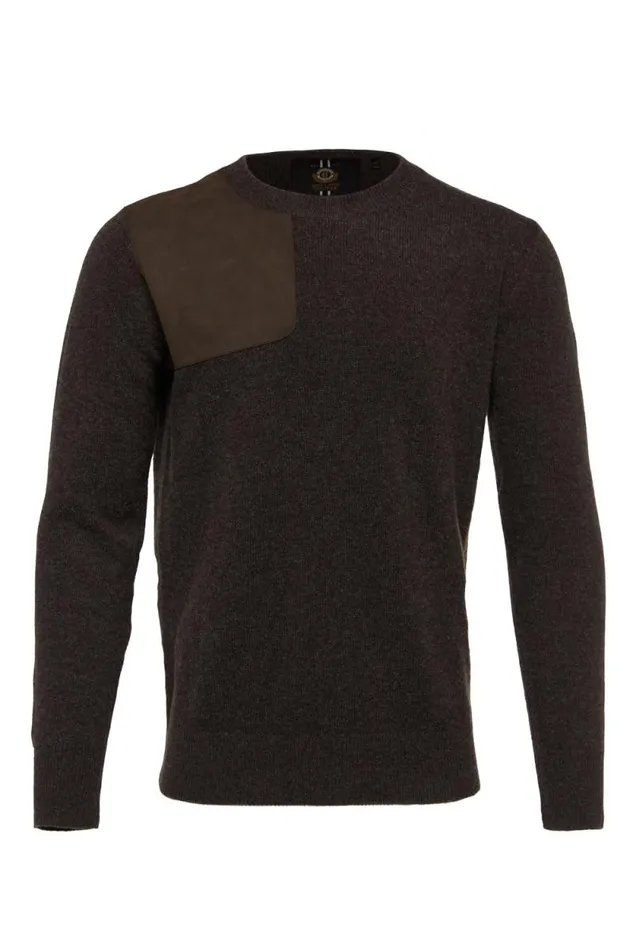 Men Country Crew Neck Knit Chocolate Holland Cooper Knitwear