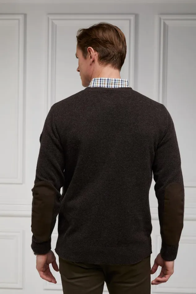 Men Country Crew Neck Knit Chocolate Holland Cooper Knitwear