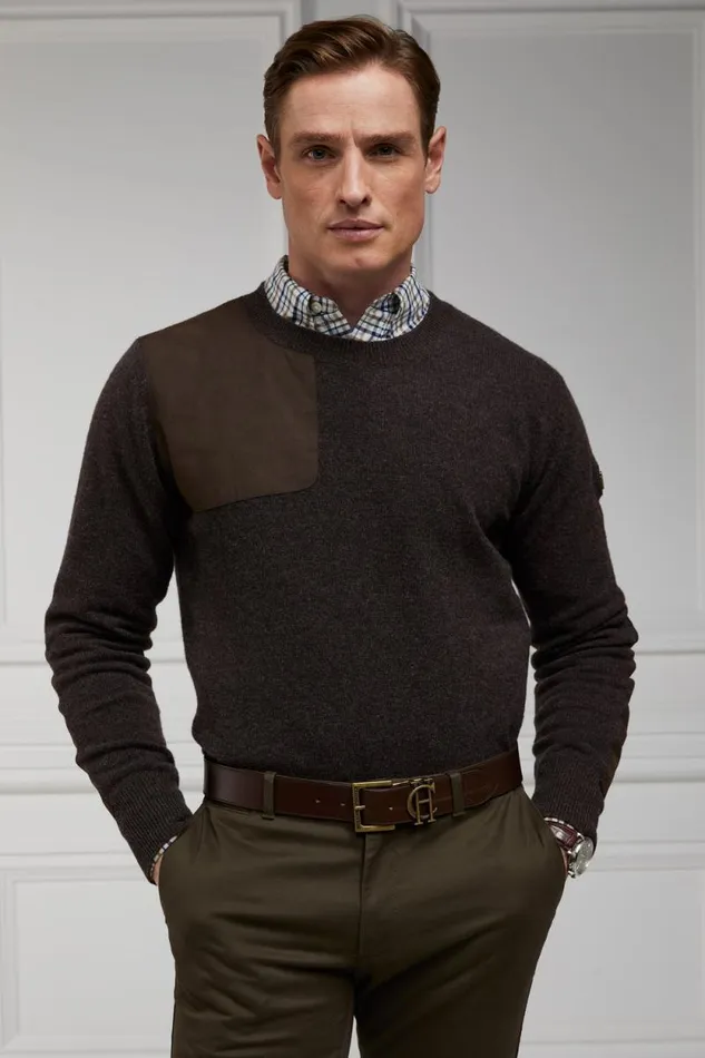 Men Country Crew Neck Knit Chocolate Holland Cooper Knitwear