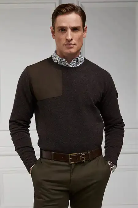 Men Country Crew Neck Knit Chocolate Holland Cooper Knitwear