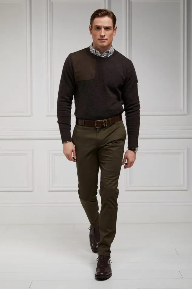 Men Country Crew Neck Knit Chocolate Holland Cooper Knitwear