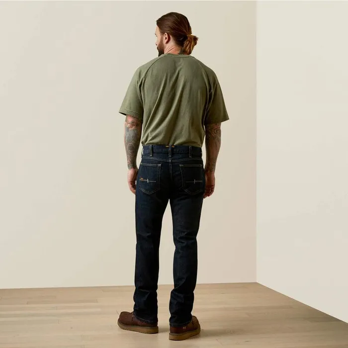 Men Denim Ariat Rebar M7 Slim DuraStretch Basic Stackable Straight Leg Jean Blackstone
