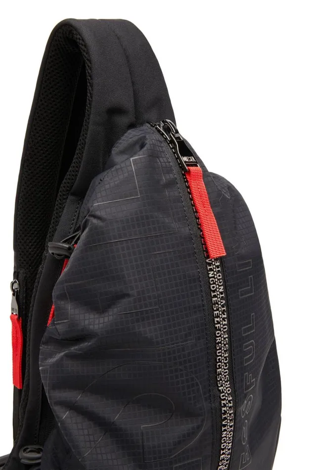 Men Diesel Backpacks ZIPD SLING BAG X Black