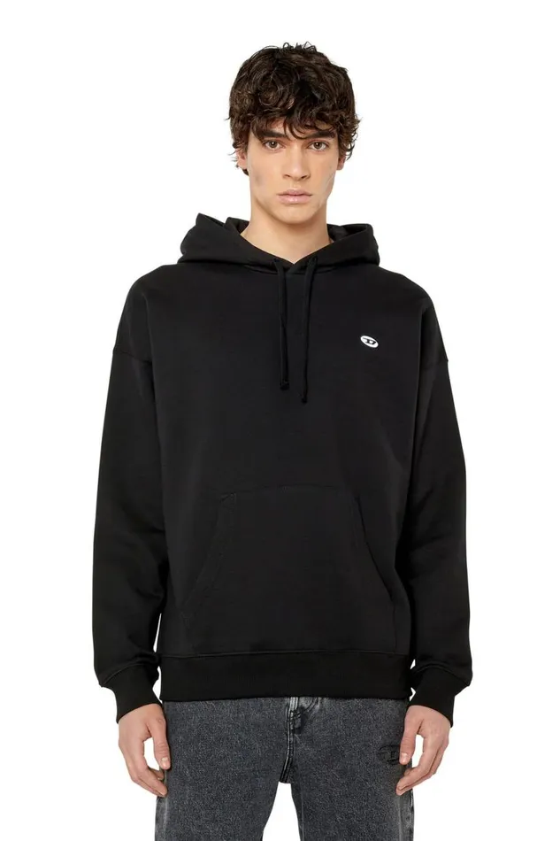 Men Diesel Sweatshirts and Hoodies SROBHOODDOVALPJ Black