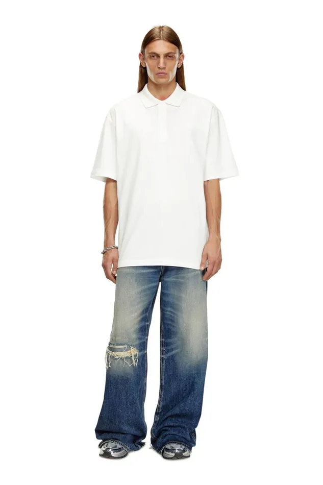 Men Diesel TShirts and Polos TVORTMEGOVALD Whiteblack
