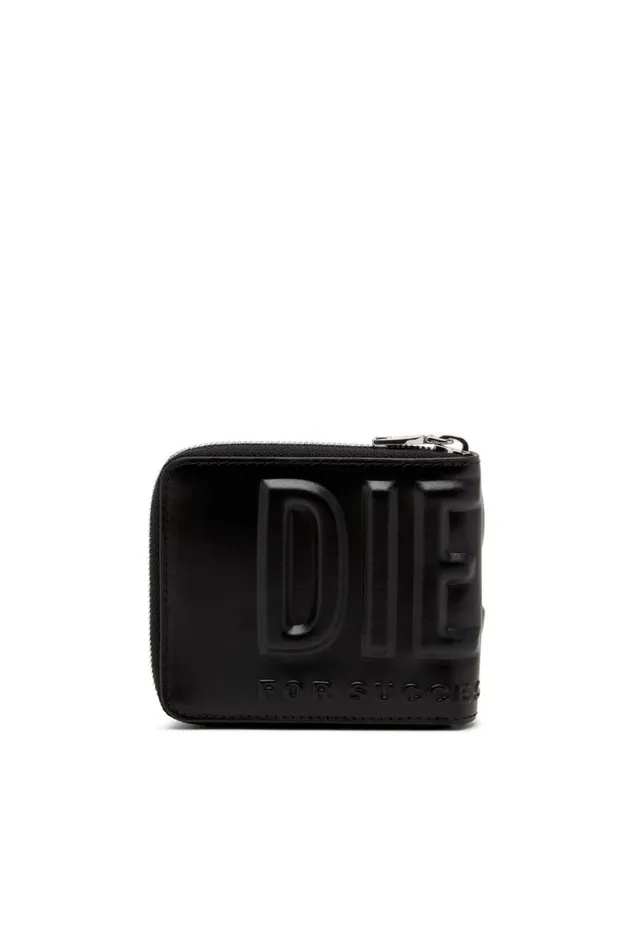 Men Diesel Wallets DSL 3D BI FOLD COIN ZIP XS Black