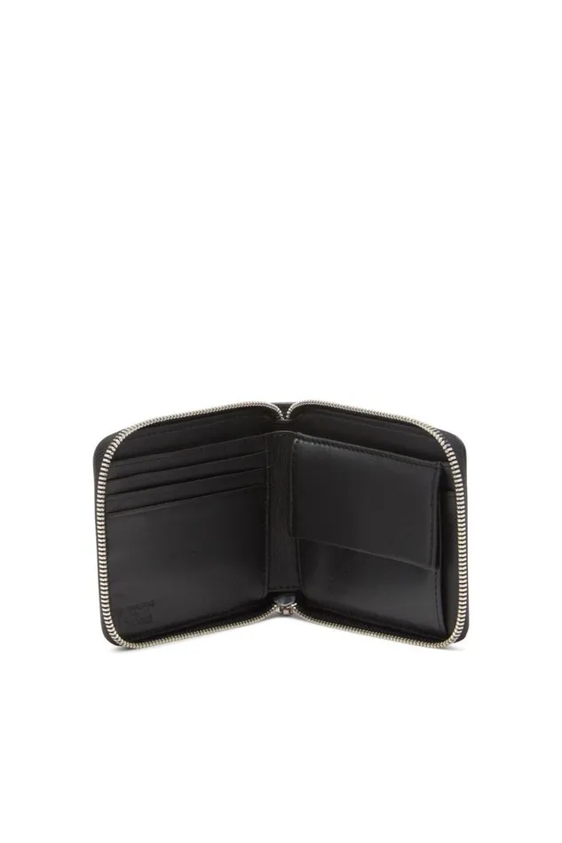 Men Diesel Wallets DSL 3D BI FOLD COIN ZIP XS Black