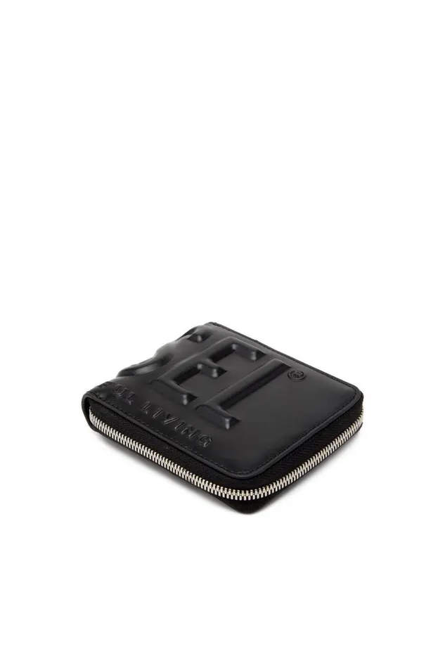 Men Diesel Wallets DSL 3D BI FOLD COIN ZIP XS Black