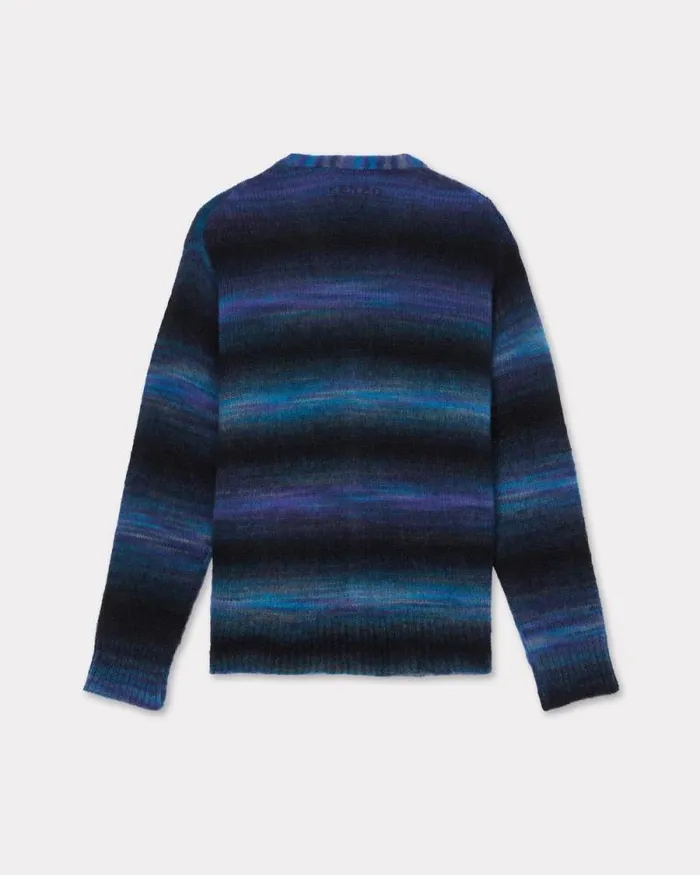 Men Embroidered Stripes Cardigan Blue Black Kenzo Sweaters And Cardigans