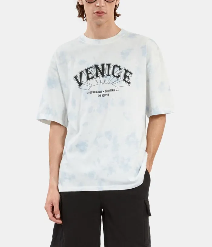 Men Gradient Sky Blue Tshirt With Venice Serigraphy THE KOOPLES Tshirts