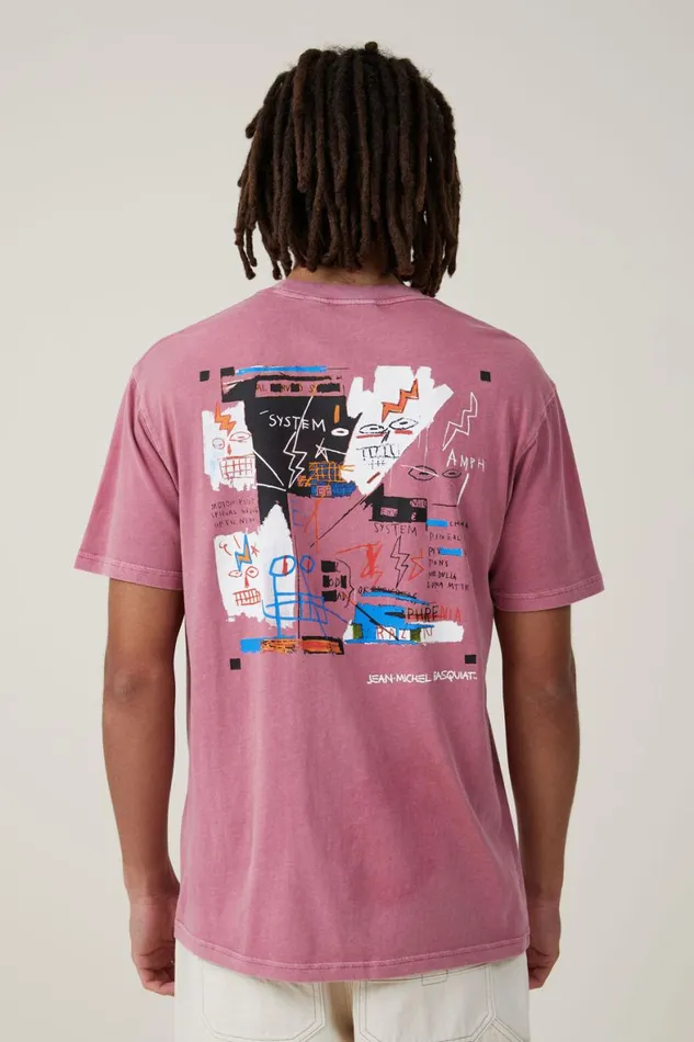 Men Graphic TShirts Cotton On Basquiat Loose Fit TShirt Lcn Bsq Raspberrylightning