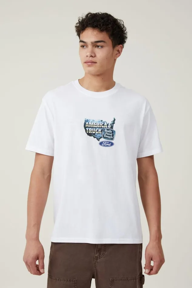Men Graphic TShirts Cotton On Ford Loose Fit TShirt Lcn For Whiteamerica S Truck