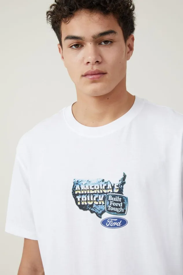 Men Graphic TShirts Cotton On Ford Loose Fit TShirt Lcn For Whiteamerica S Truck