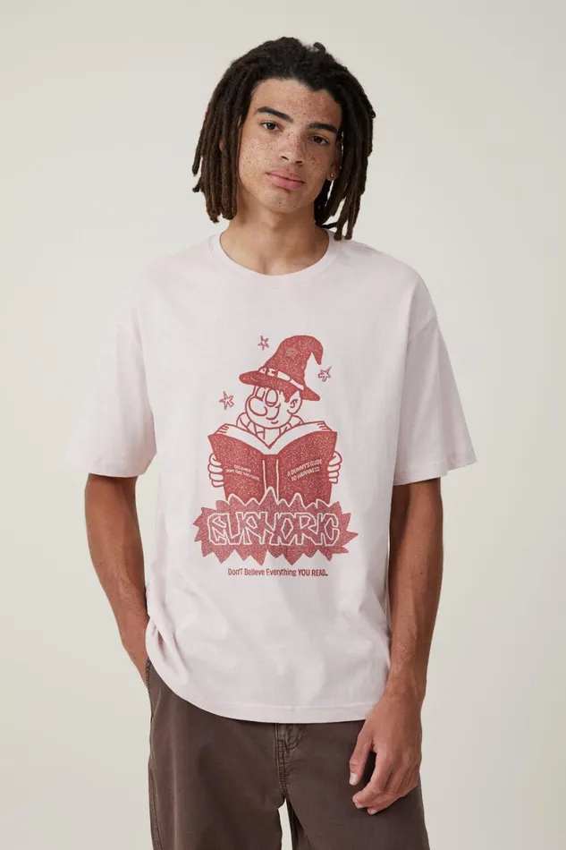 Men Graphic TShirts Cotton On Loose Fit Art TShirt Cloud Pinkwizard