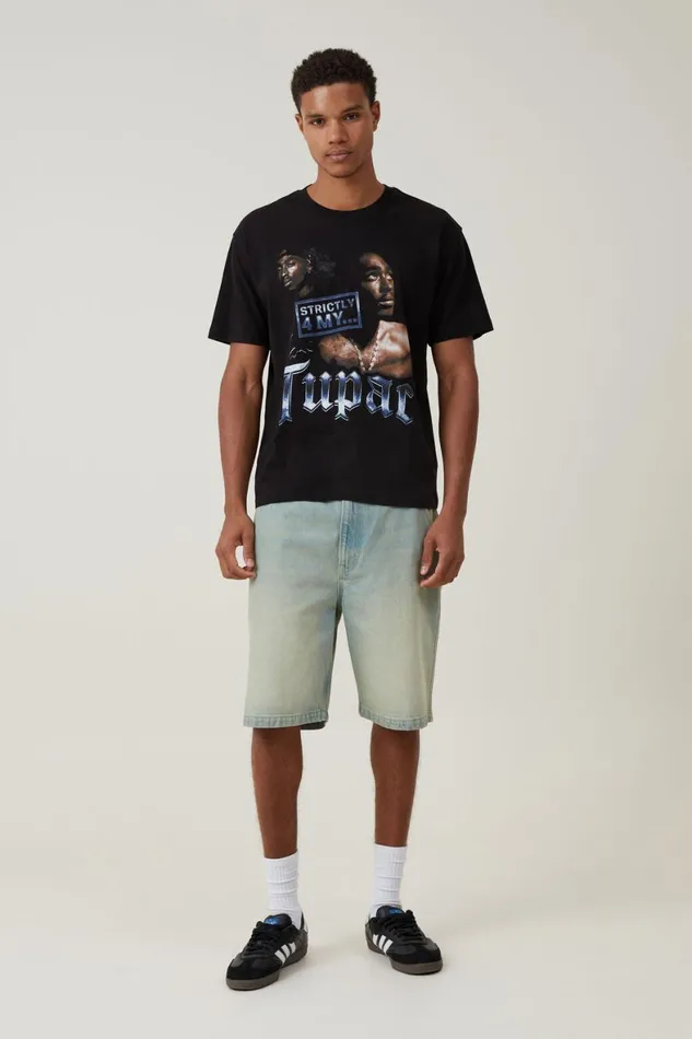 Men Graphic TShirts Cotton On Loose Fit Music TShirt Lcn Bra Blacktupacstrictly 4 My