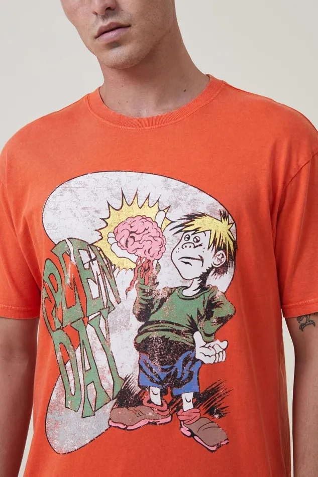 Men Graphic TShirts Cotton On Premium Loose Fit Music TShirt Lcn Wmg Burnt Jaffagreen Daybraniac