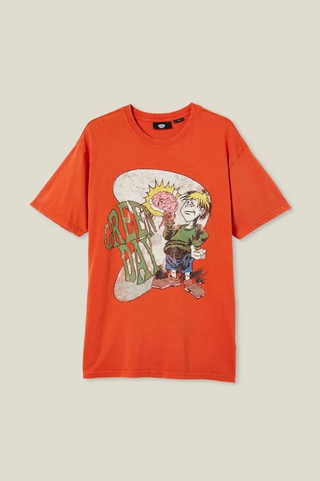 Men Graphic TShirts Cotton On Premium Loose Fit Music TShirt Lcn Wmg Burnt Jaffagreen Daybraniac