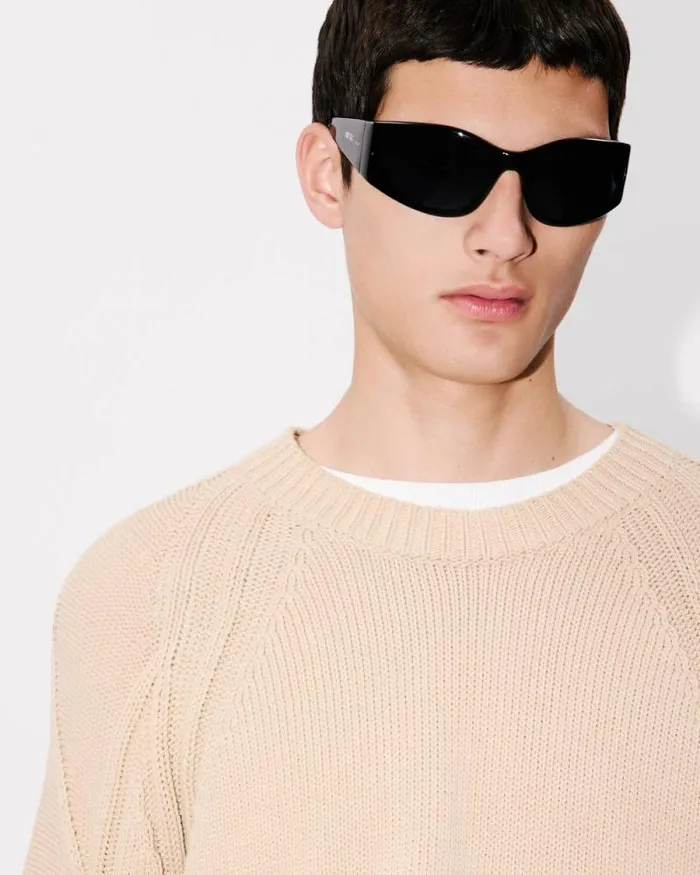 Men Handembroidered Cable Jumper Beige Kenzo Sweaters And Cardigans