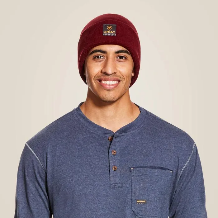 Men Hats and Beanies Ariat Rebar Watch Cap Red