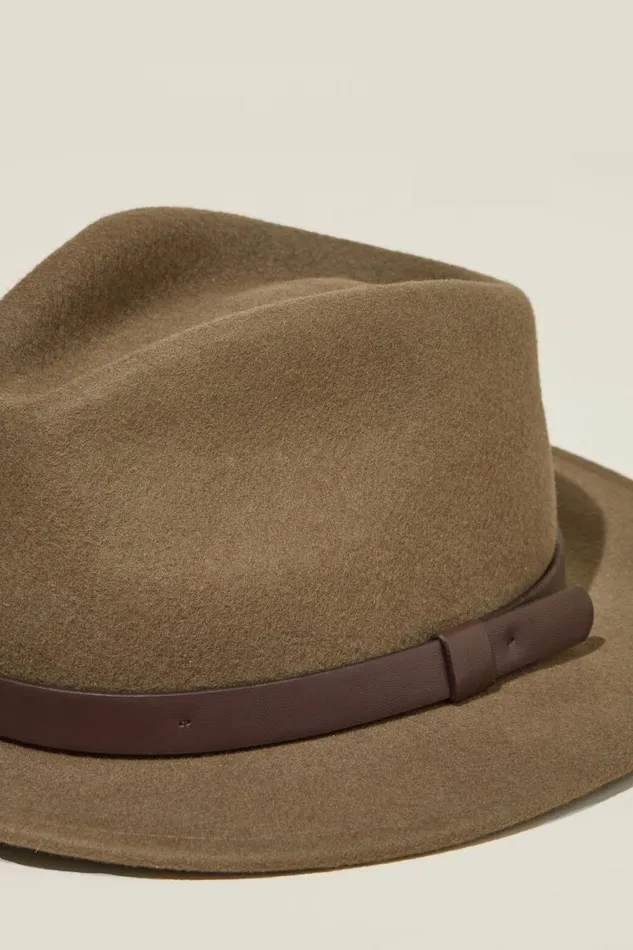Men Hats Cotton On Wide Brim Felt Hat Fawnbrown