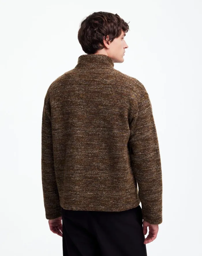 Men Hoodies and Sweatshirts Madewell Boucl QuarterZip Pullover Brown