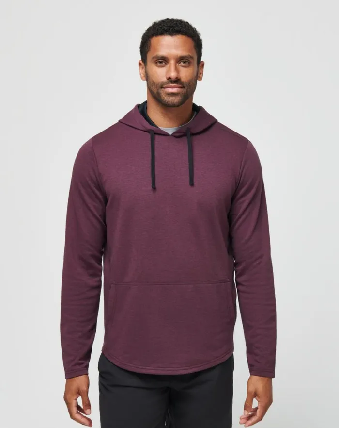 Men Hoodies and Sweatshirts TravisMathew UPGRADED TECH HOODIE Heather Mauve Wine