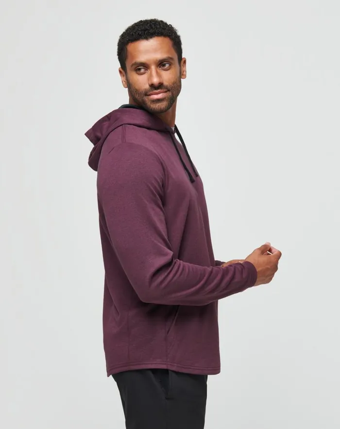 Men Hoodies and Sweatshirts TravisMathew UPGRADED TECH HOODIE Heather Mauve Wine