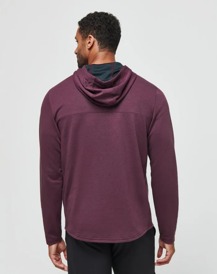 Men Hoodies and Sweatshirts TravisMathew UPGRADED TECH HOODIE Heather Mauve Wine