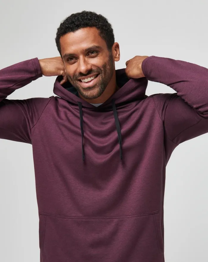 Men Hoodies and Sweatshirts TravisMathew UPGRADED TECH HOODIE Heather Mauve Wine