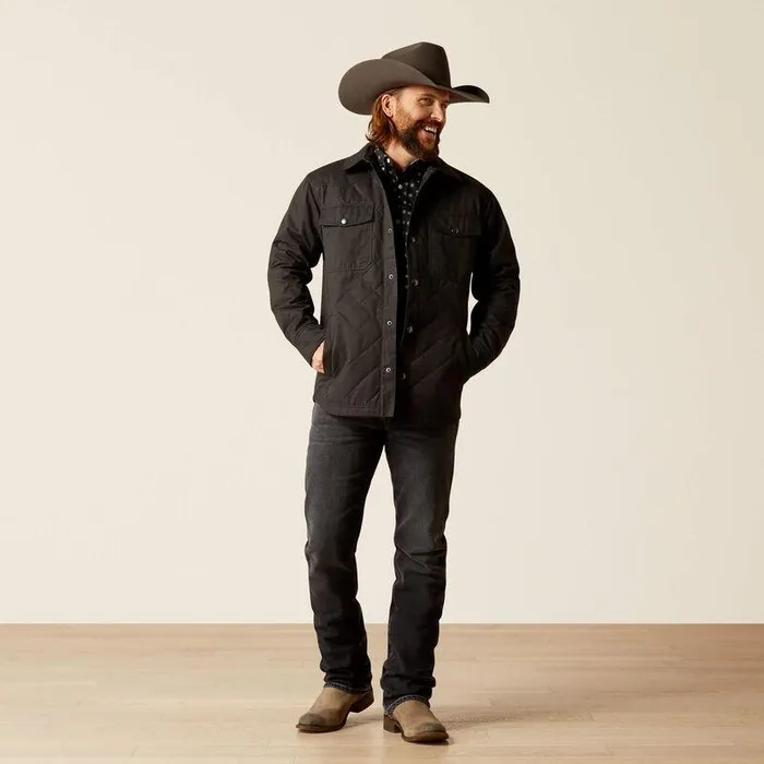 Men Jackets and Vests Ariat Grizzly Shirt Jacket Black Men Jackets and Vests Ariat Grizzly Shirt Jacket Black