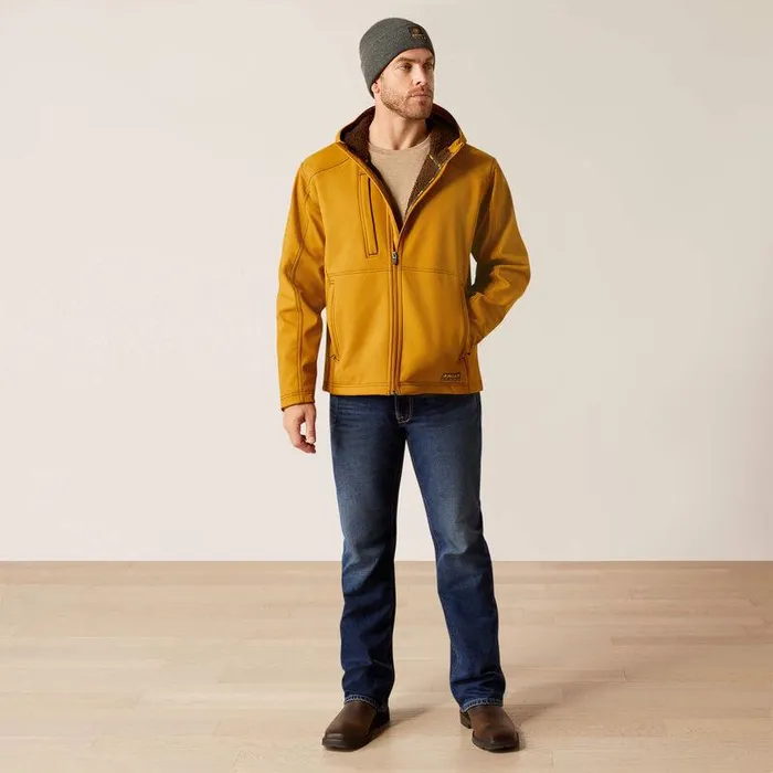 Men Jackets and Vests Ariat Rebar Sherpa Stretch Canvas Softshell Jacket Golden Brown