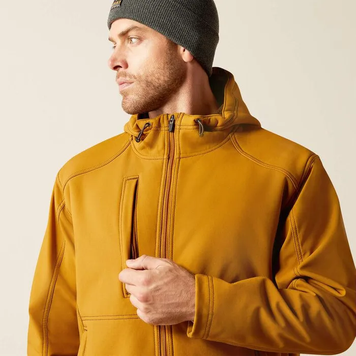 Men Jackets and Vests Ariat Rebar Sherpa Stretch Canvas Softshell Jacket Golden Brown