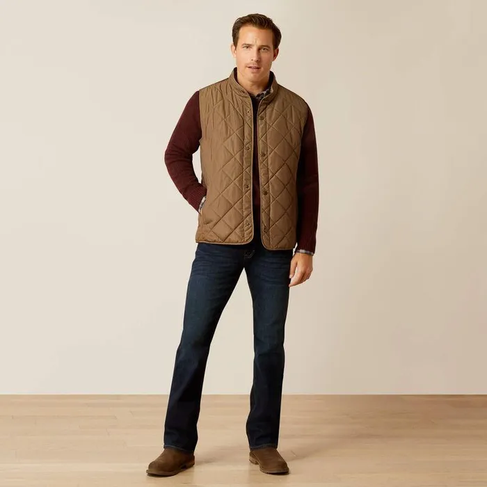 Men Jackets and Vests Ariat Woodside Vest Camel Herringbone Men Jackets and Vests Ariat Woodside Vest Camel Herringbone