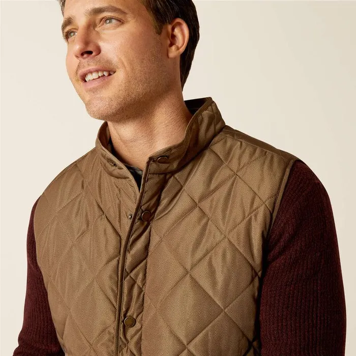 Men Jackets and Vests Ariat Woodside Vest Camel Herringbone Men Jackets and Vests Ariat Woodside Vest Camel Herringbone